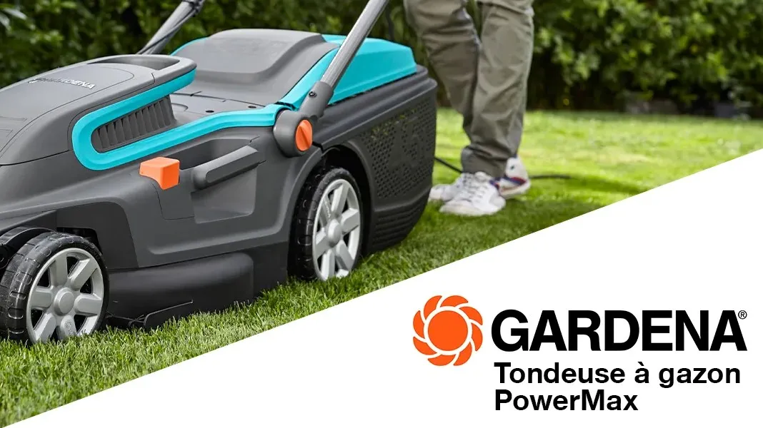 Handy, light and practical – the Gardena PowerMax 1200/32 electric lawn mower shines in every respect